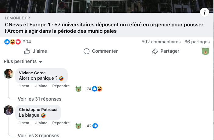 L'ourson COOLlectif apparaît sous un post Facebook tendu